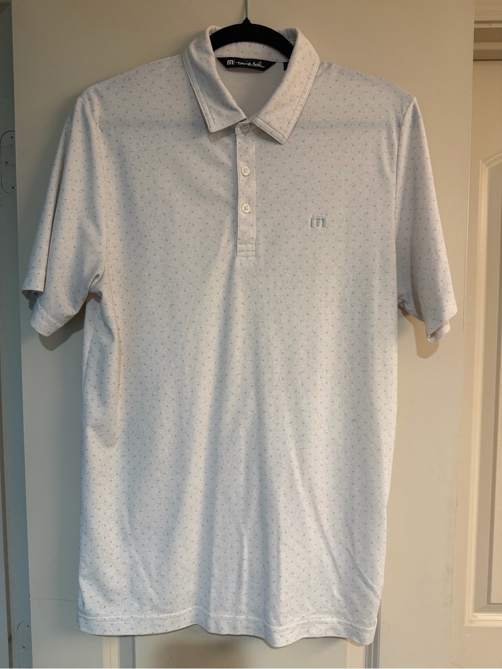 Travis Mathew Light White Polo with Micro Dot Texture